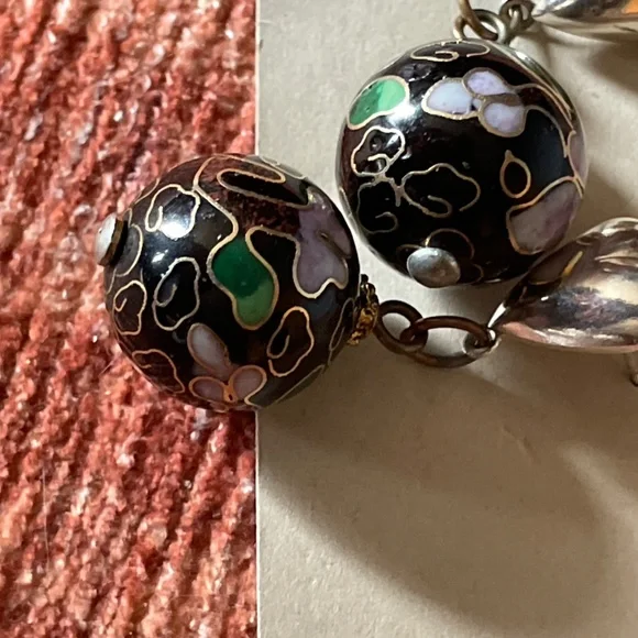 Black cloisonné Rounds, Masha Archer designer earrings